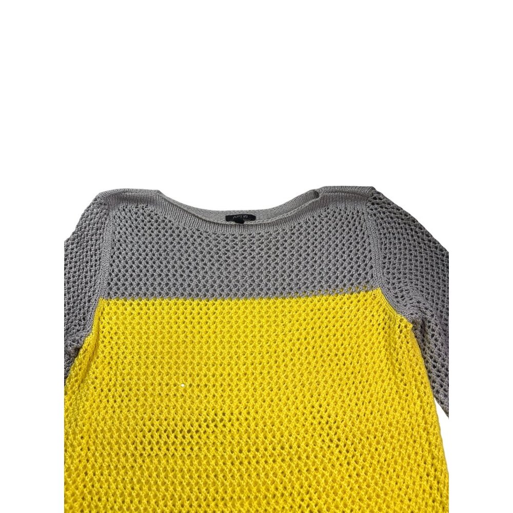 Apt 9 Open Knit Color Block Sweater Size M Grey Y… - image 2